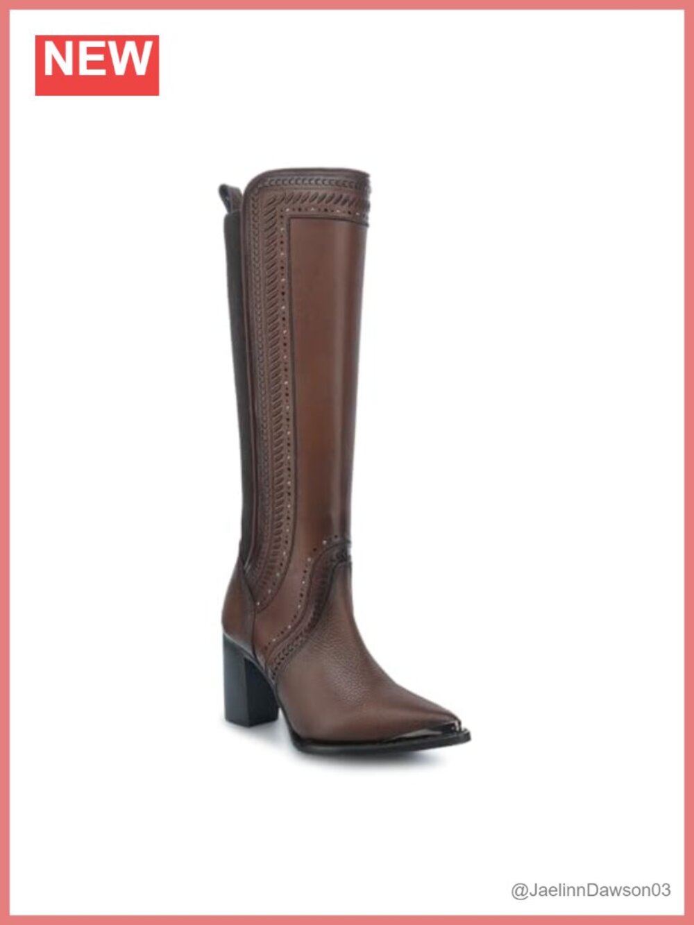 Tall Western Boots Embroidered Leather Knee High Block Heel